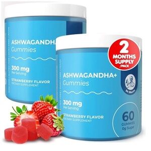 Ashwagandha Gummies | Adult & Kids | Sugar-Free | Strawberry Flavor | 120ct